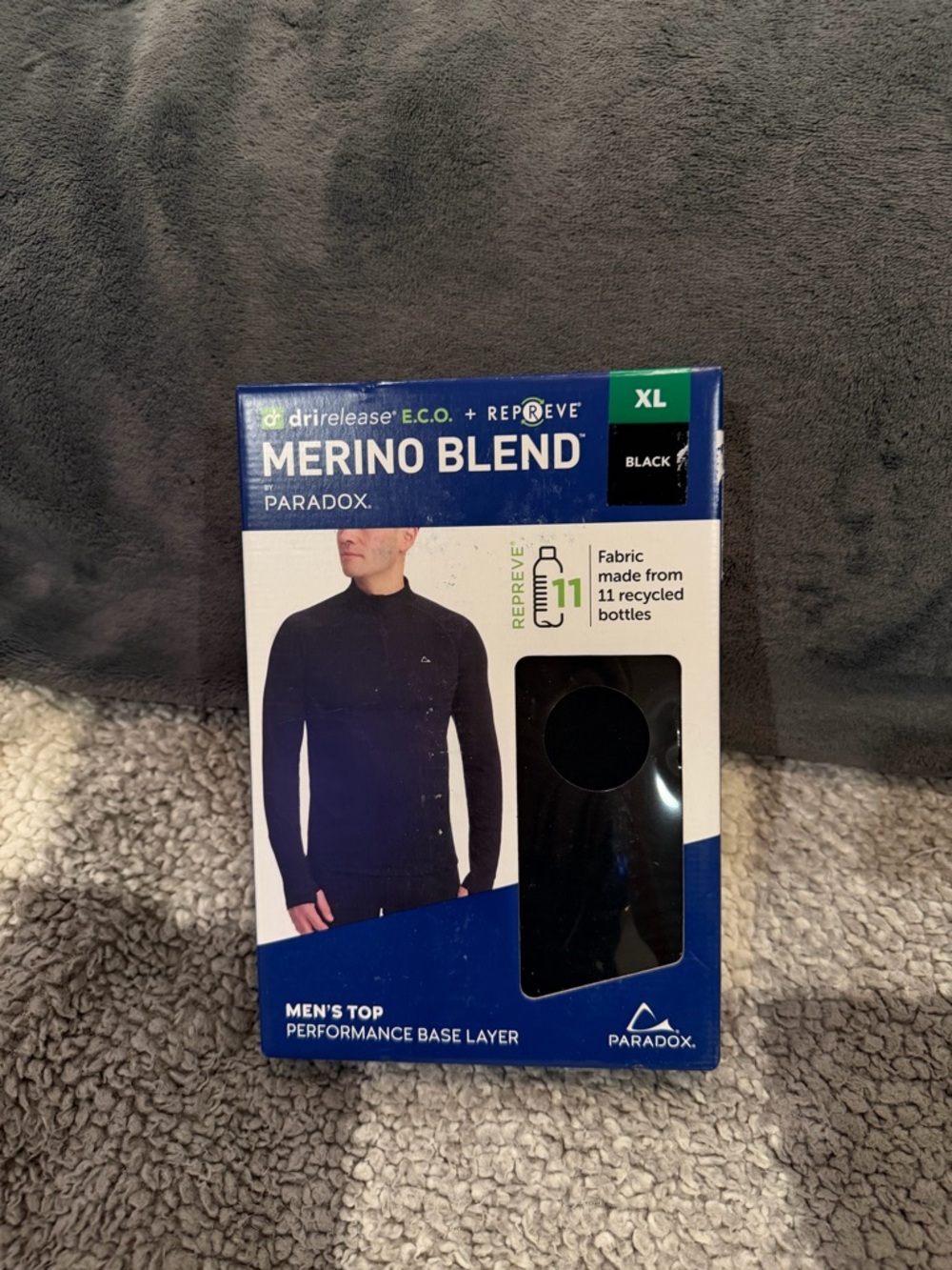 Paradox Merino Blend Men's Performance Base Layer Top - Black (XL)